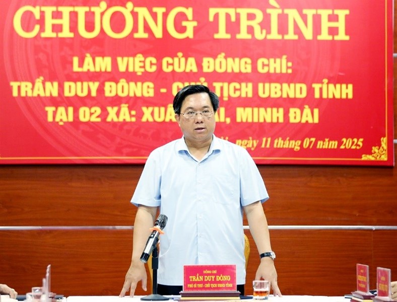 Chủ tịch UBND tỉnh Trần Duy Đông thăm, làm việc tại xã Minh Đài và xã Xuân Đài