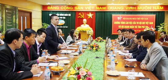 Đoàn công tác Trung ương Hội Doanh nhân trẻ Việt Nam làm việc với Hội Doanh nhân trẻ tỉnh
